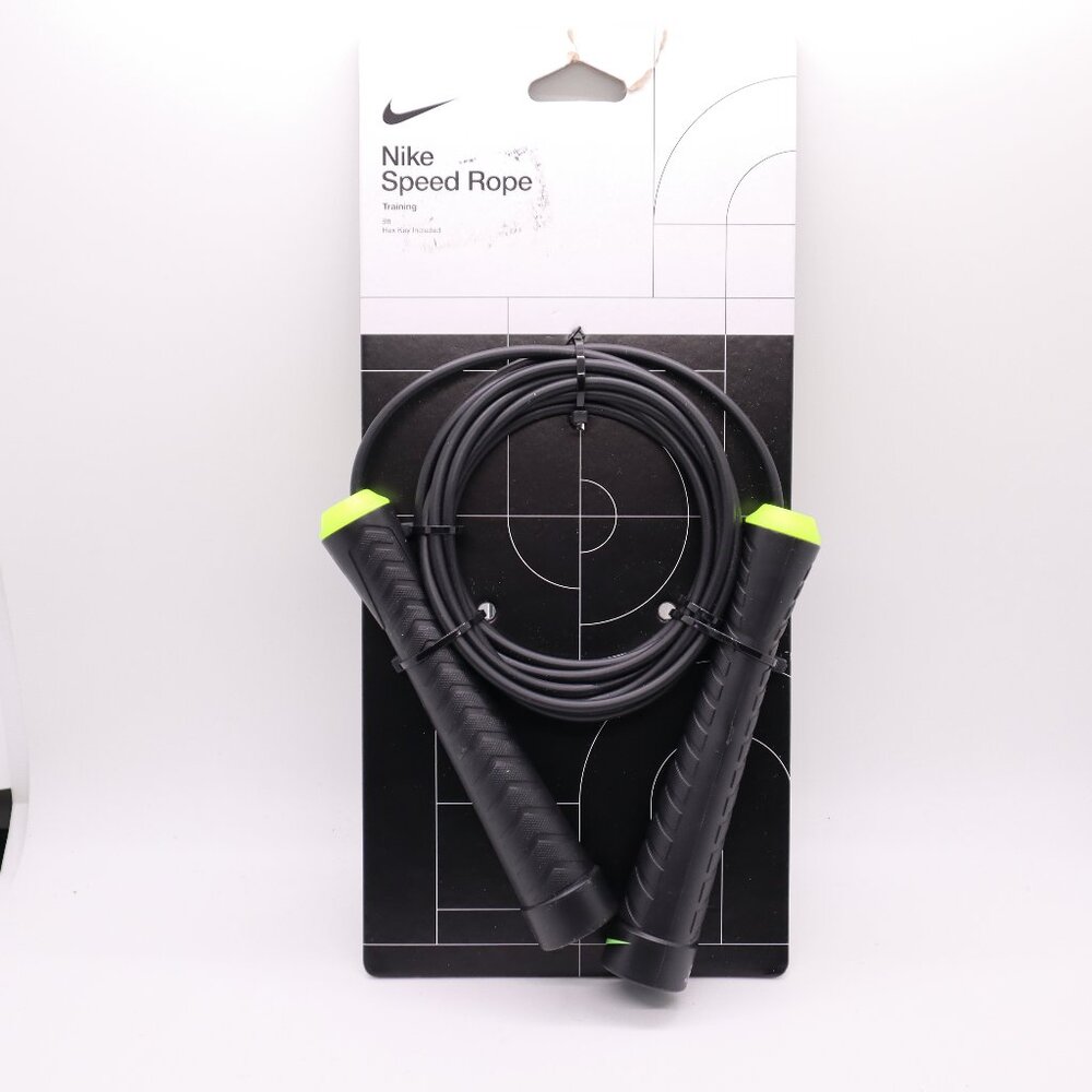 Nike Speed Rope Jump Rope Adjustable Black/green 9' Rope Length New